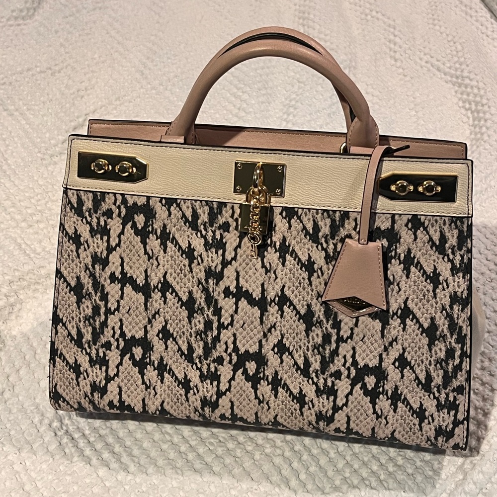 Aldo Snakeskin Print Satchel with Crossbody Strap